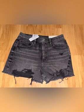 American Eagle Outfitters Black Distressed Denim Shorts